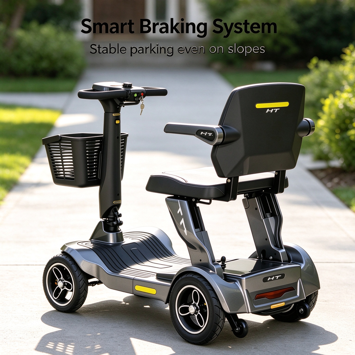 Foldable 4-Wheel Mobility Scooter for Seniors | 40KM Long Range, Anti-Tip Safe Electric Mobility Scooter