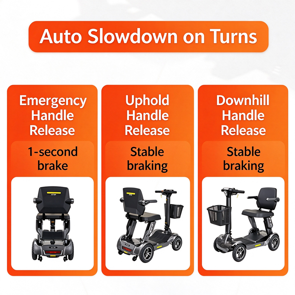 Foldable 4-Wheel Mobility Scooter for Seniors | 40KM Long Range, Anti-Tip Safe Electric Mobility Scooter