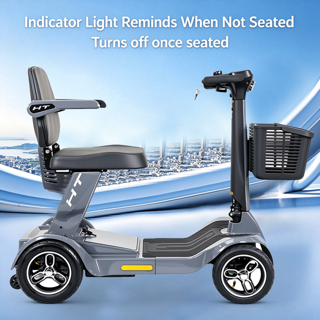 Foldable 4-Wheel Mobility Scooter for Seniors | 40KM Long Range, Anti-Tip Safe Electric Mobility Scooter