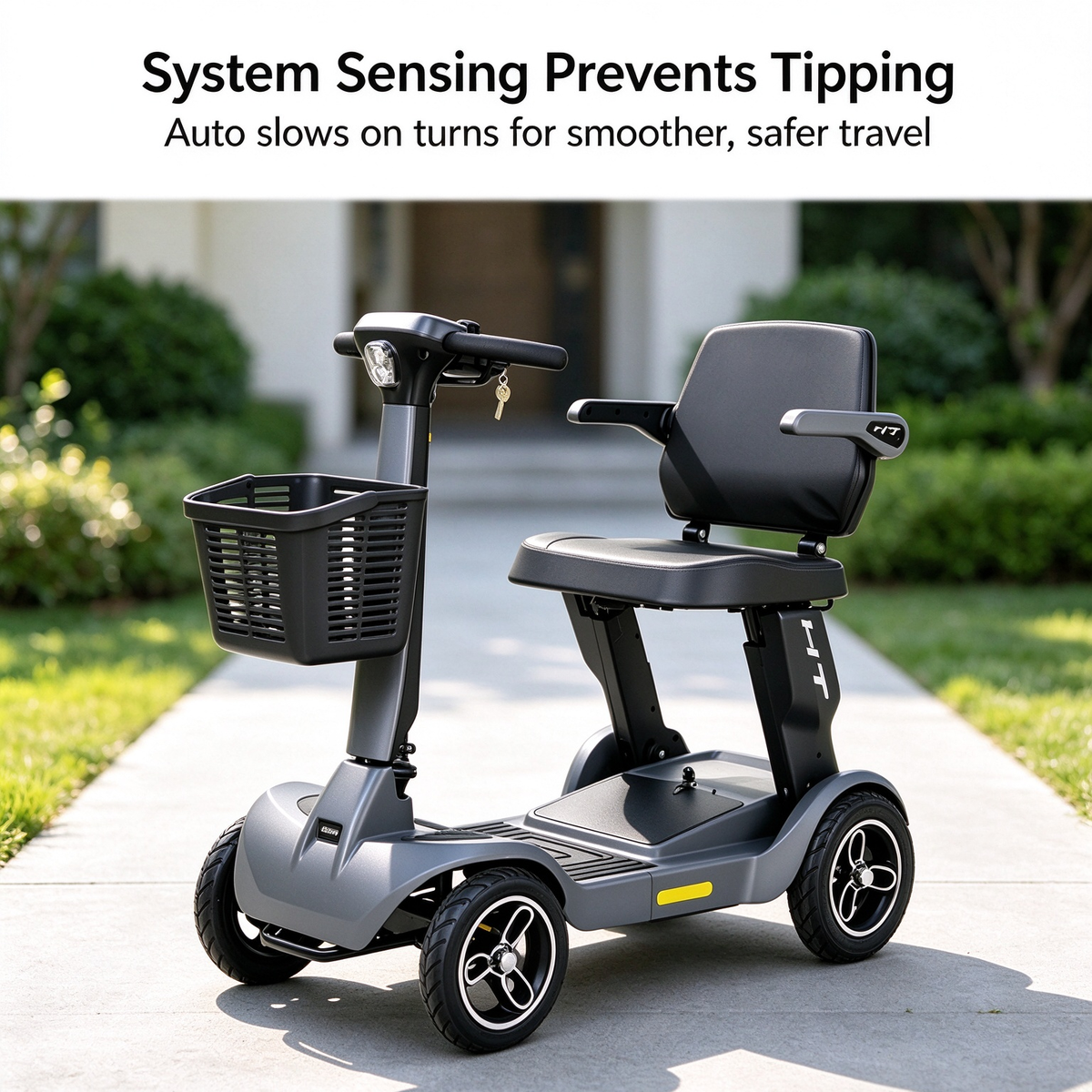 Foldable 4-Wheel Mobility Scooter for Seniors | 40KM Long Range, Anti-Tip Safe Electric Mobility Scooter
